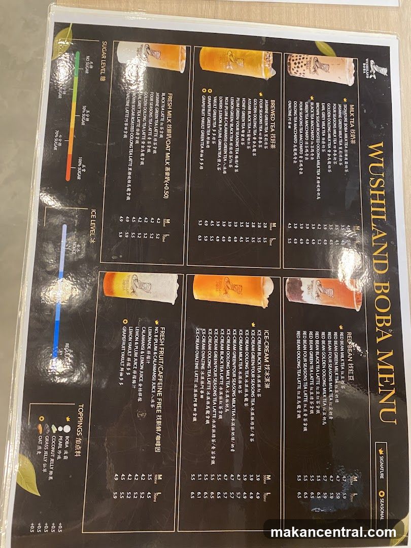 WUSHILAND BOBA MENU
