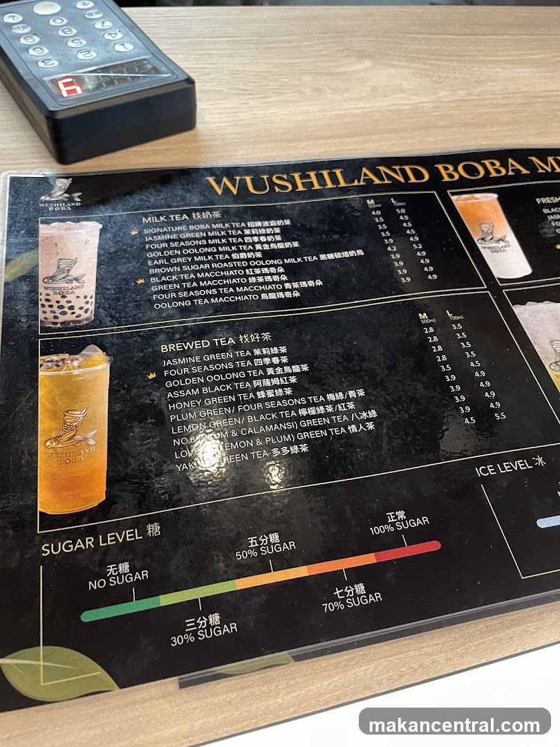 WUSHILAND BOBA MENU