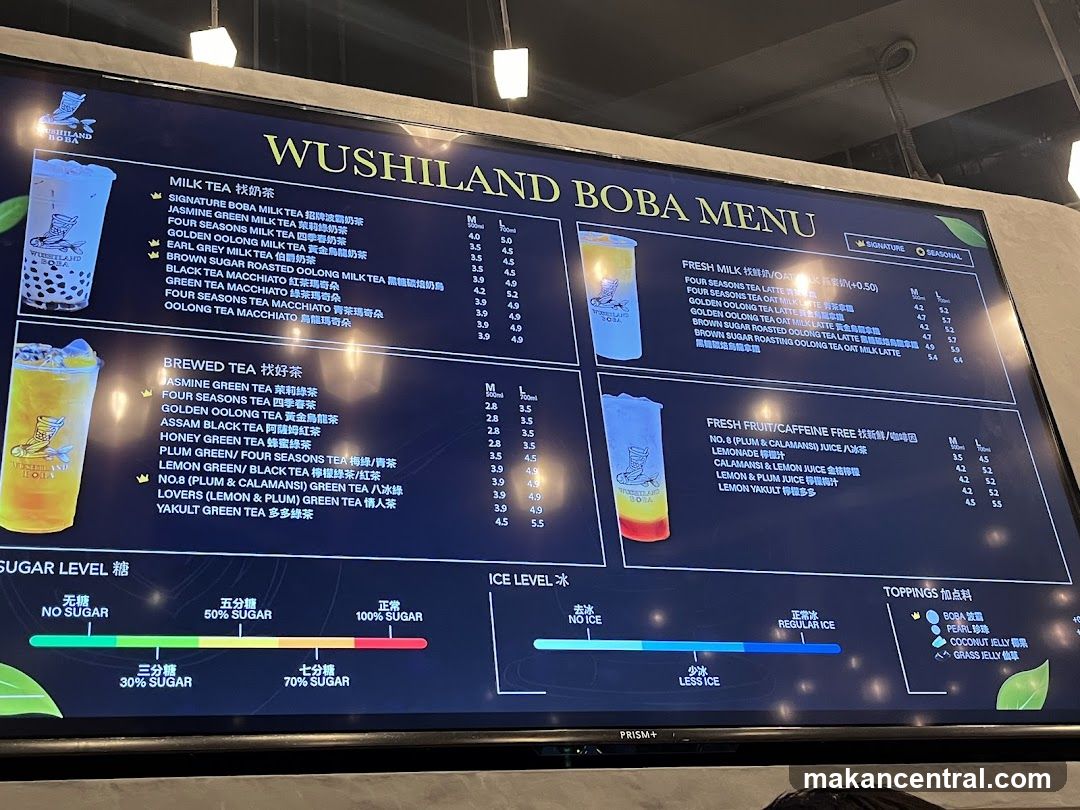 WUSHILAND BOBA MENU
