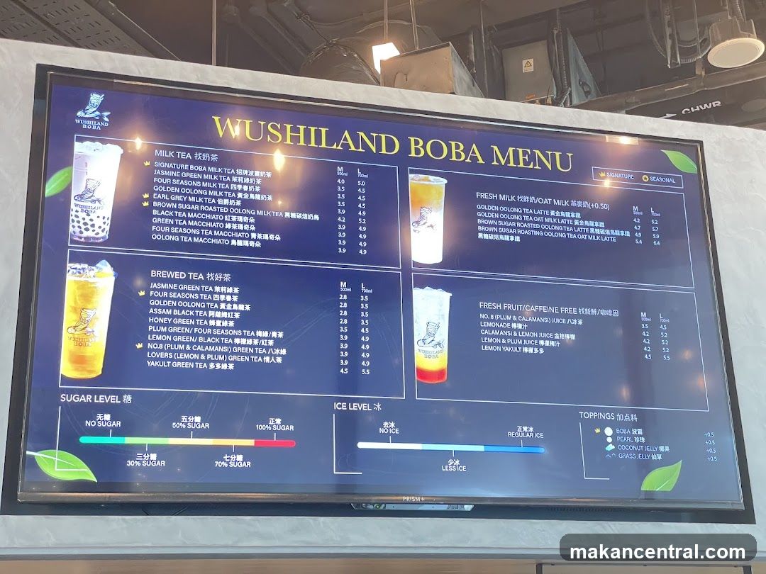 WUSHILAND BOBA MENU