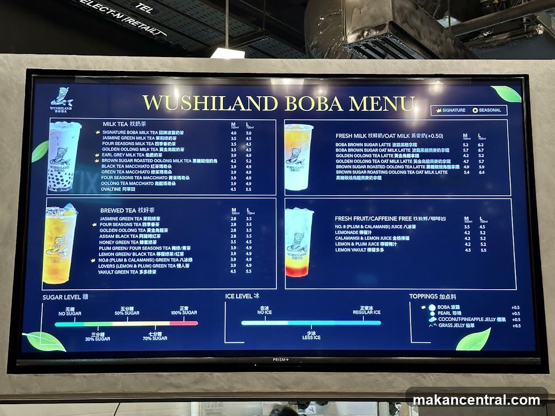 WUSHILAND BOBA MENU