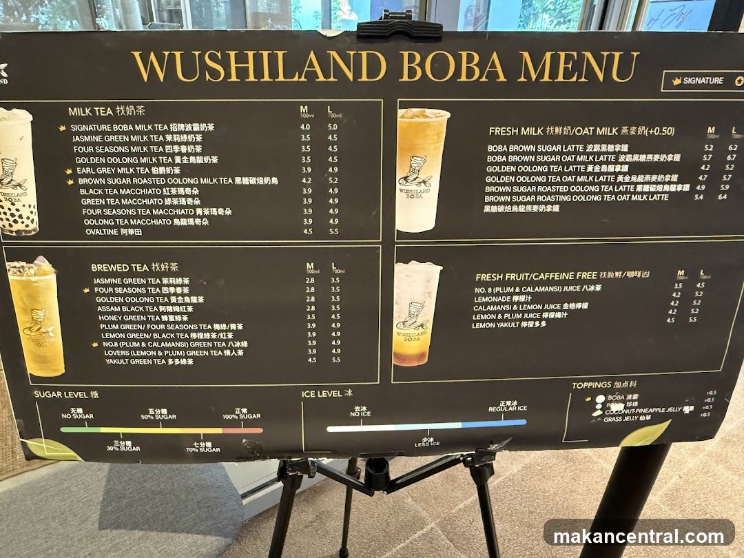 WUSHILAND BOBA MENU