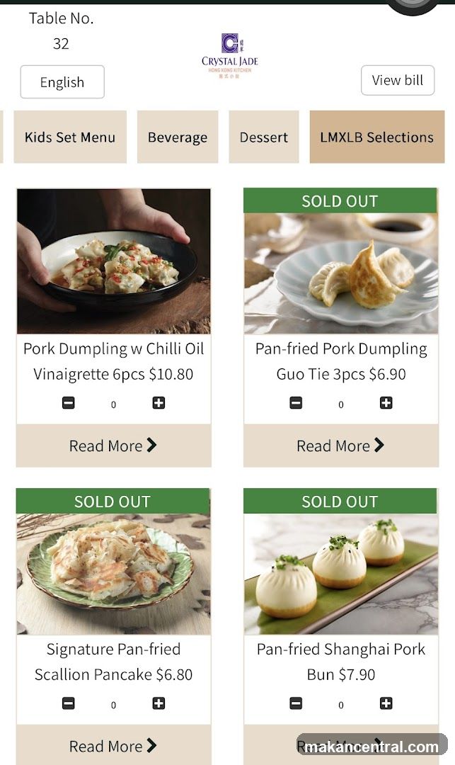 Crystal Jade Menu