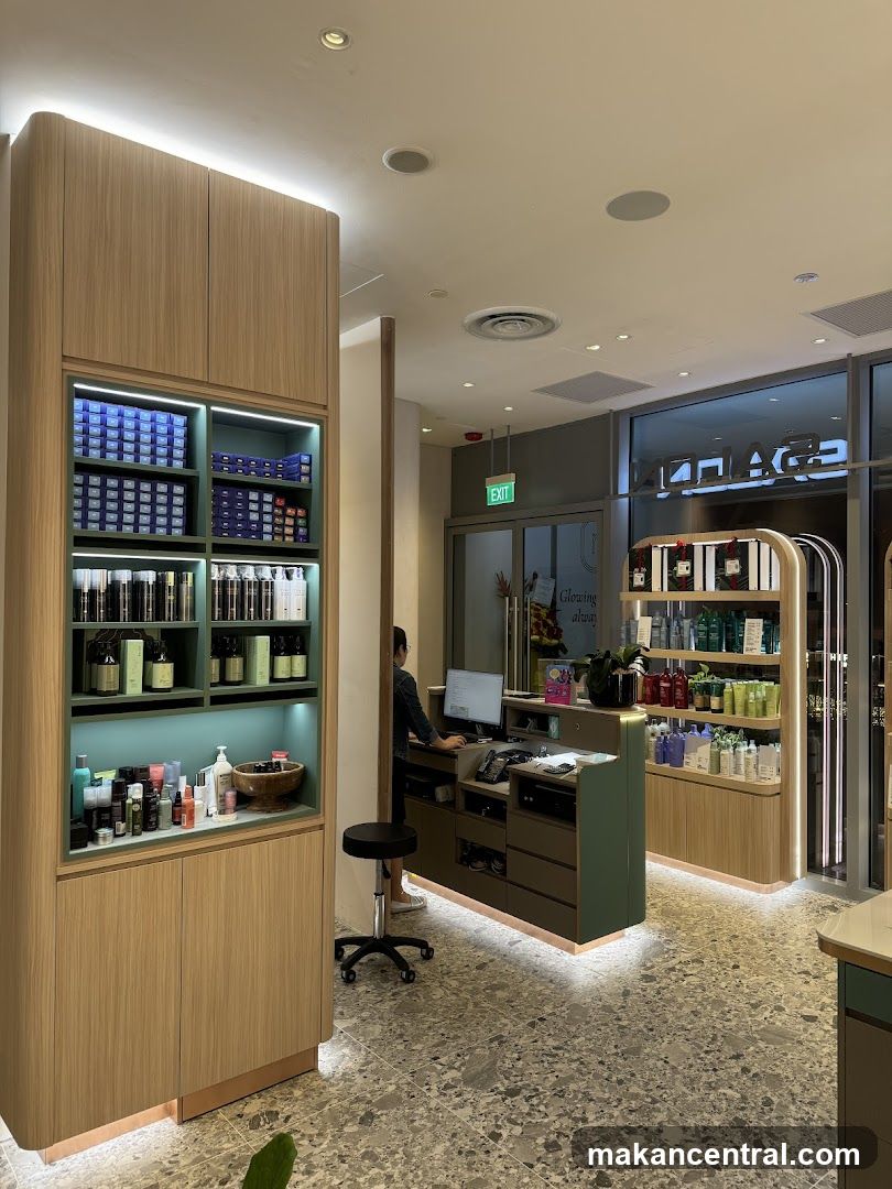 Salon Interior with Products and Reception Desk