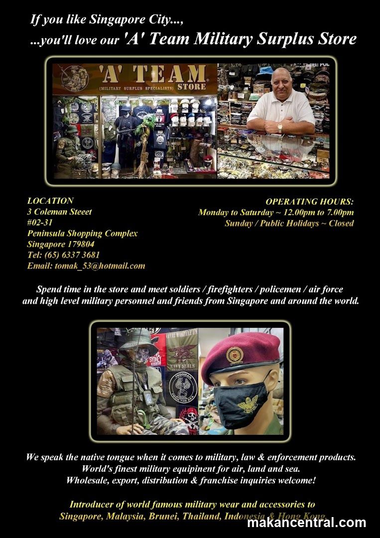 A Team Military Surplus Store Advertisement