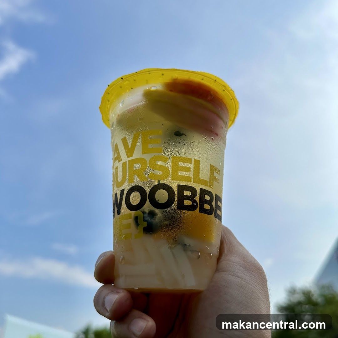Drink with fruit and boba