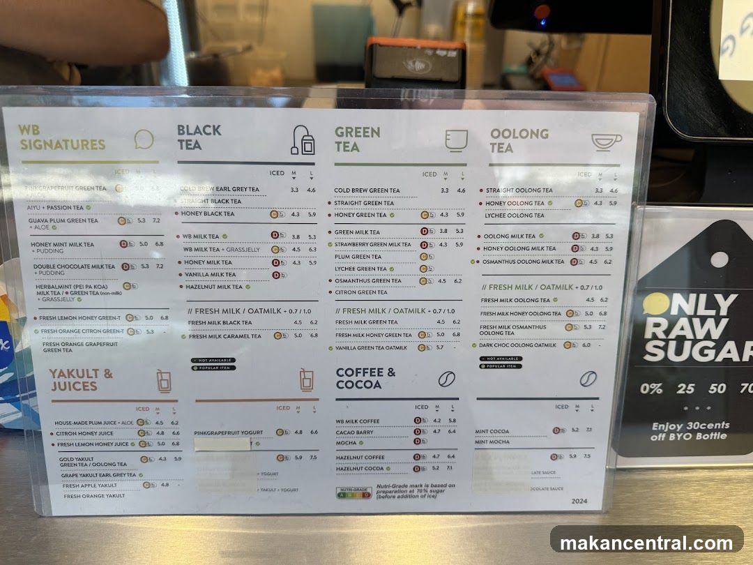 WB Signatures, Black Tea, Green Tea, Oolong Tea, Yakult & Juices, Coffee & Cocoa