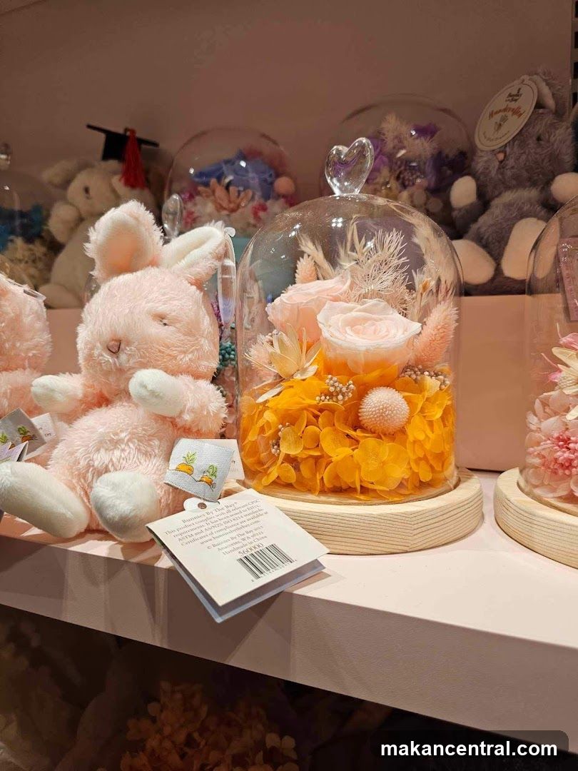 Bunny Plush and Preserved Flower Dome