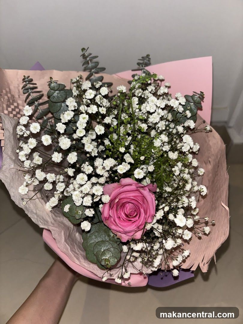 Pink Rose and Baby's Breath Bouquet