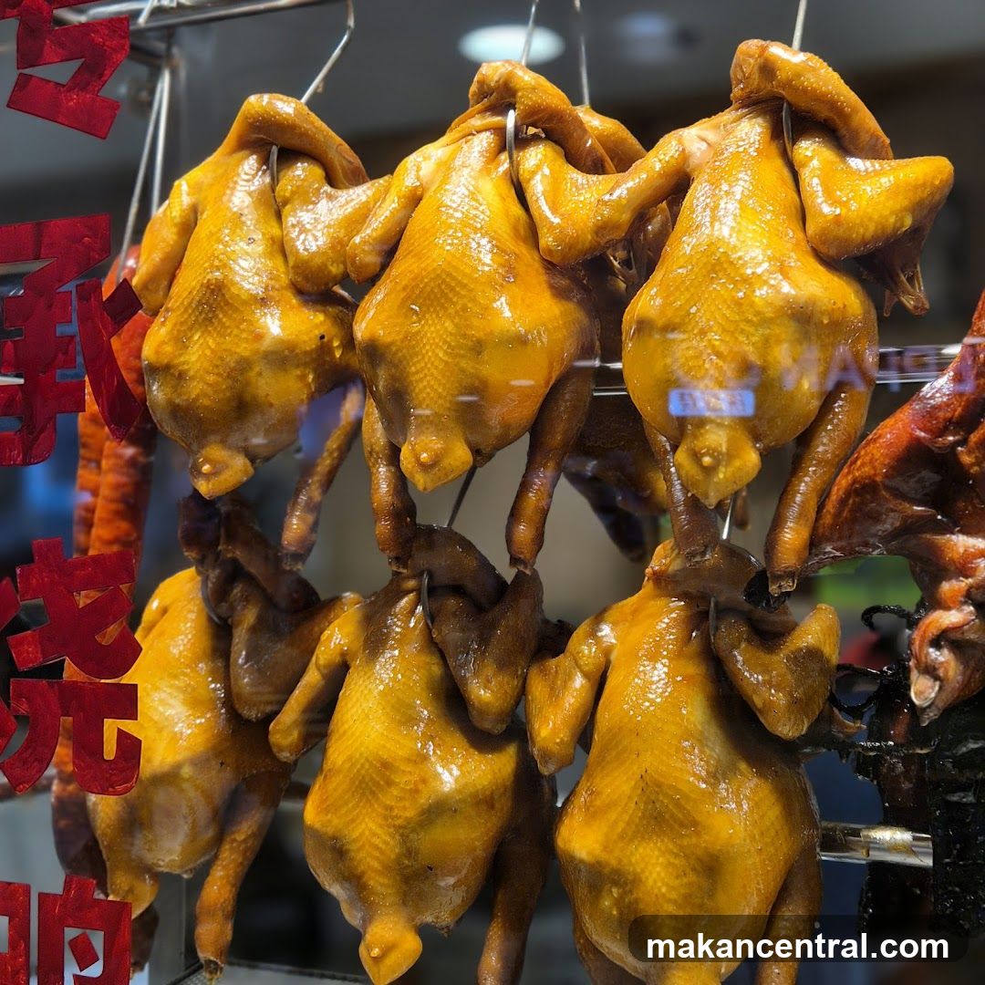 Roasted Chickens in a Window Display