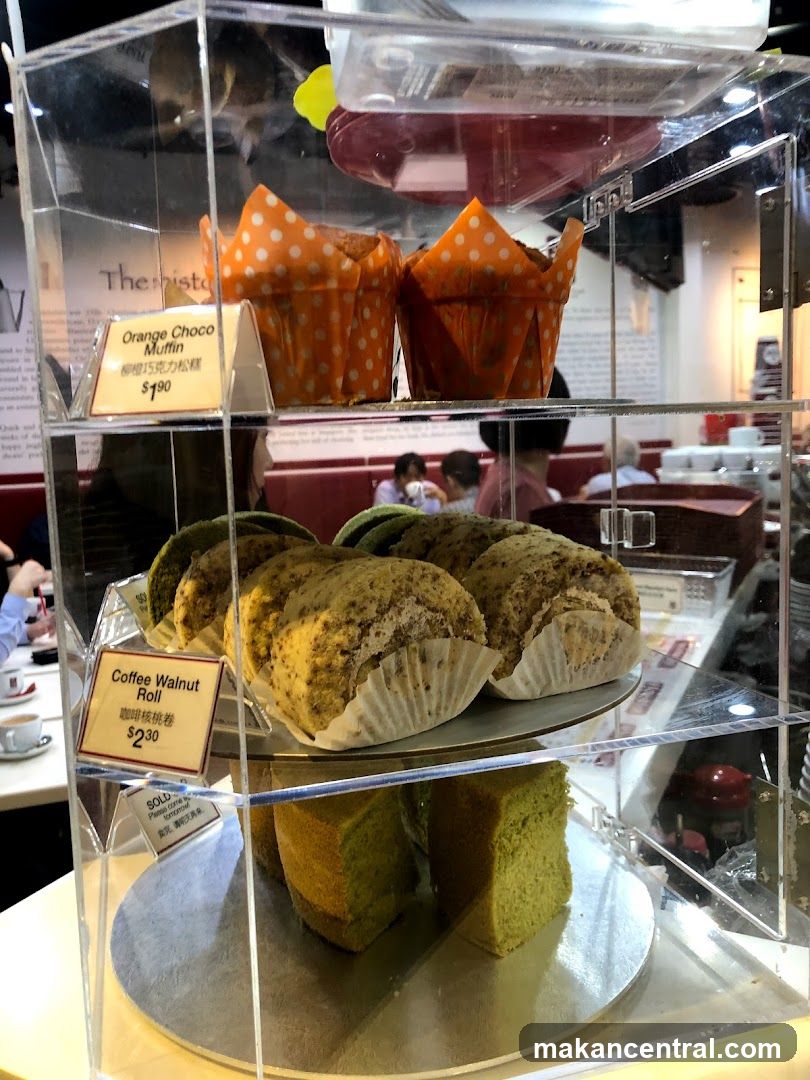 Pastries in a display case