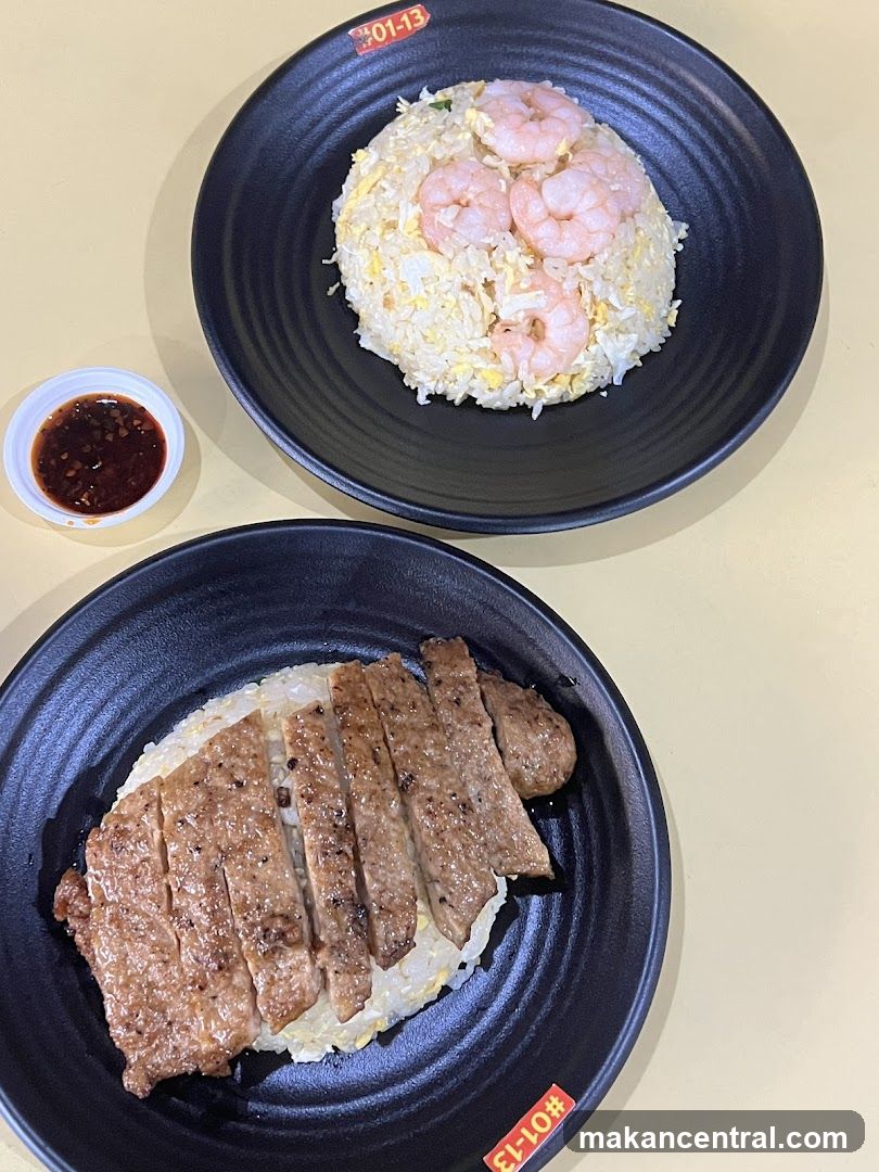 Shrimp Fried Rice and Pork Chop Rice