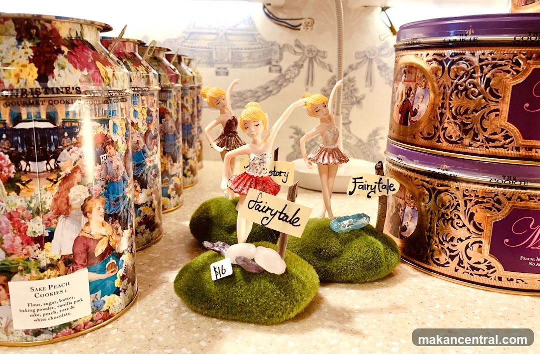 Decorative cookie tins and ballerina figurines