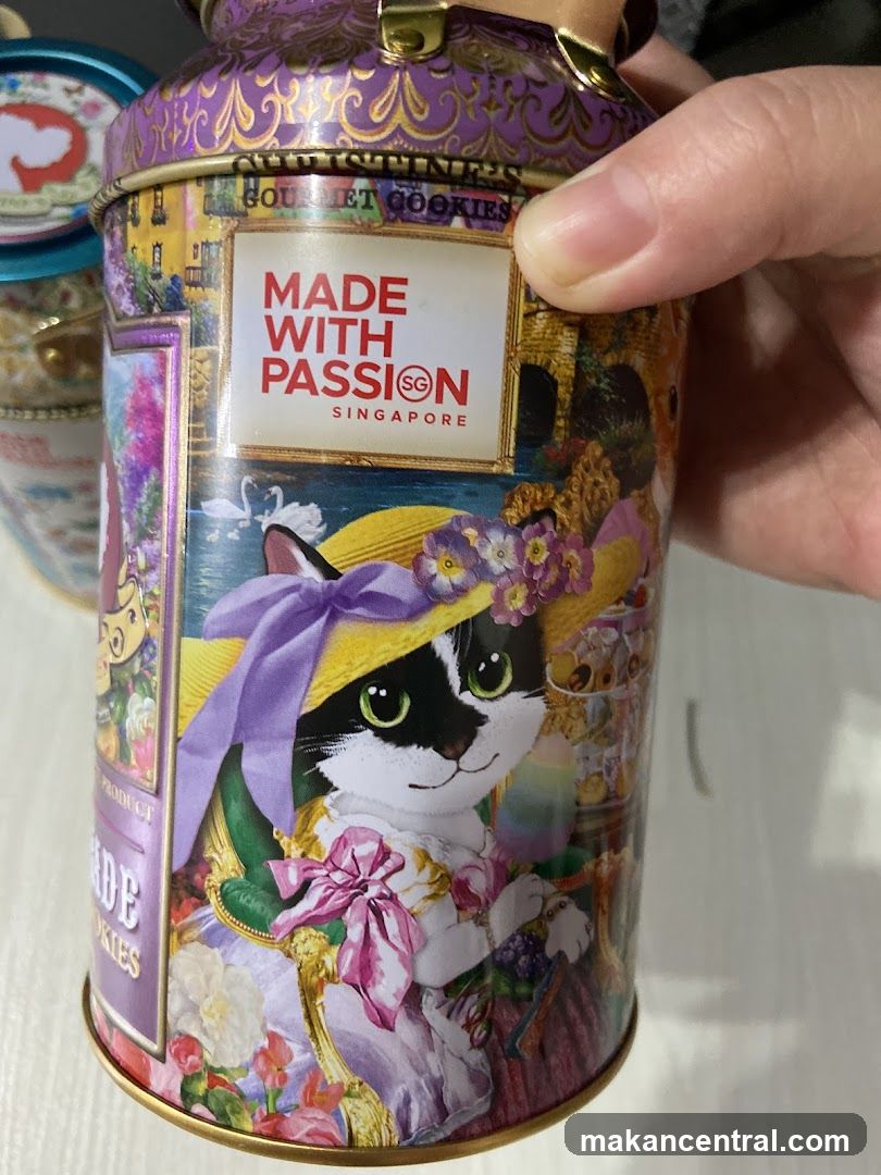 Cookie Tin with Cat Illustration