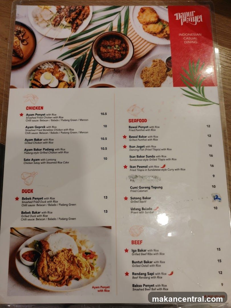 Dapur Penyet Menu