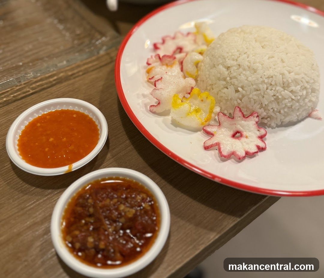 Rice with Crackers and Chili Sauce
