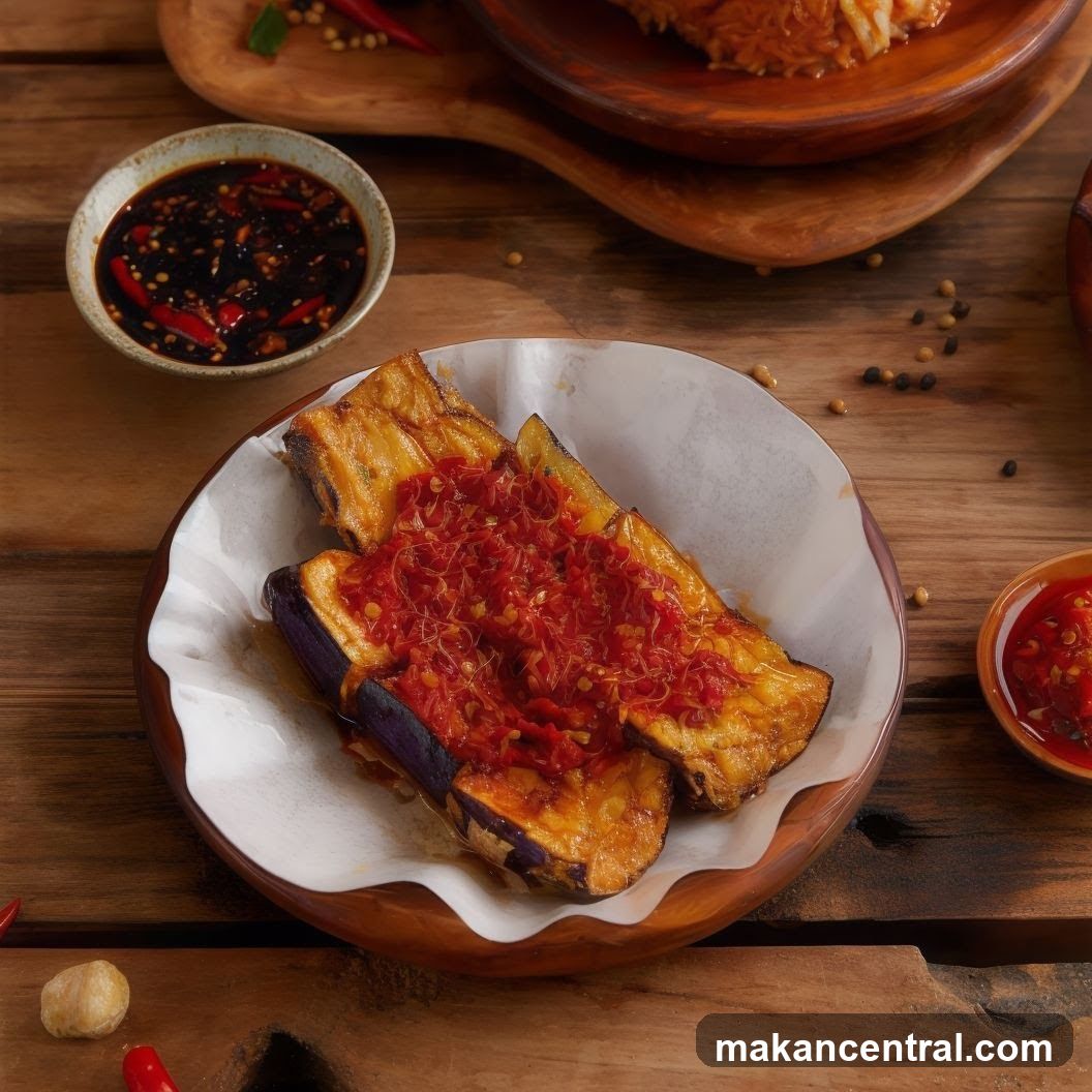 Fried Eggplant with Chili Sauce