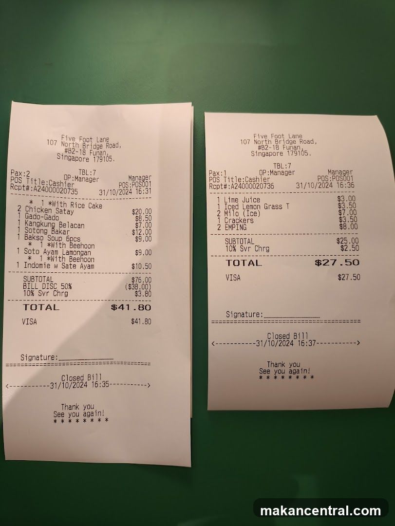 Five Foot Lane Receipts