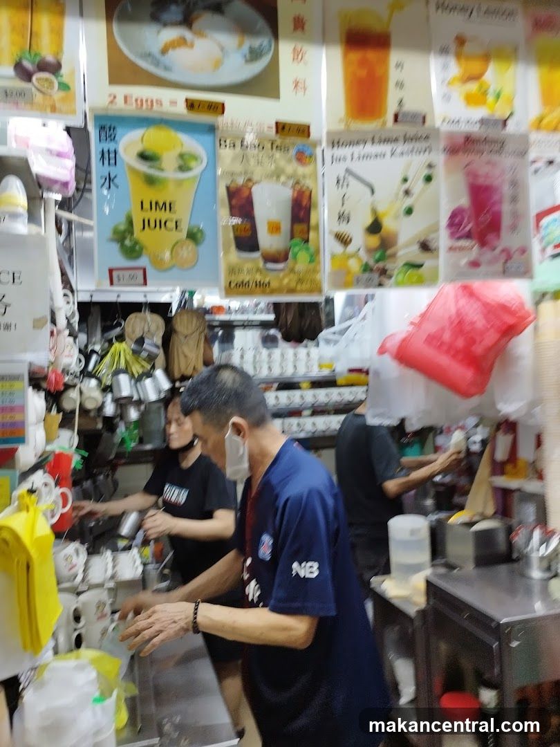 Drink stall with menu and staff