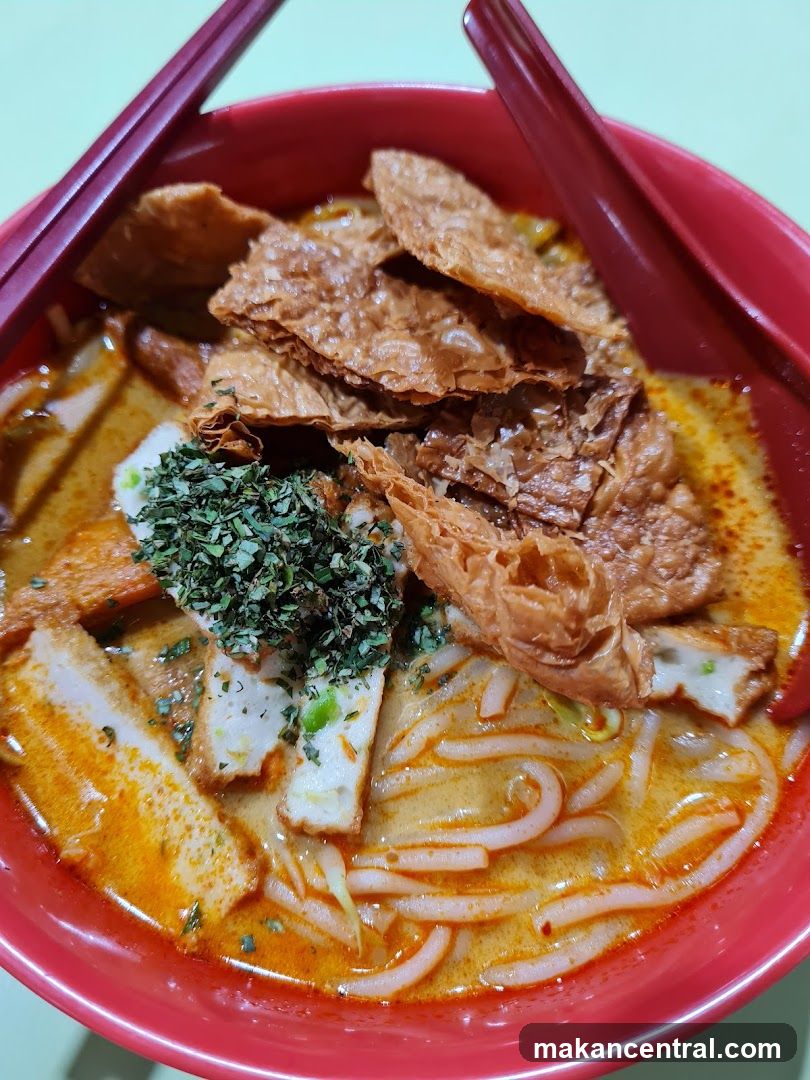 Laksa with Fish Cakes and Fried Tofu Skin