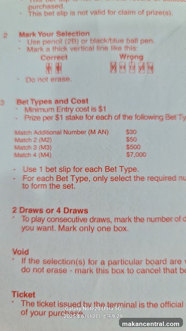 Lottery Bet Slip Instructions