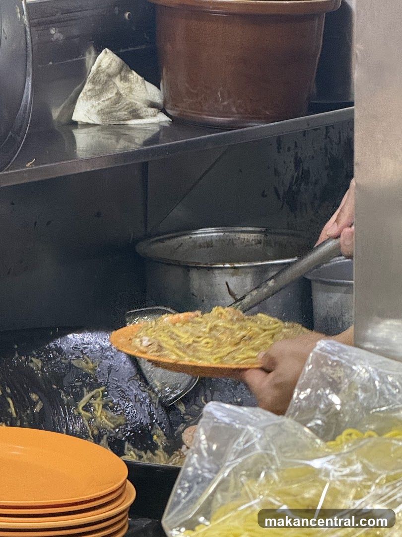 Noodles being served