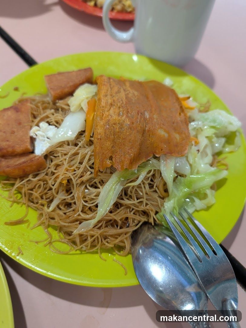 Fried Bee Hoon with Spam and Egg