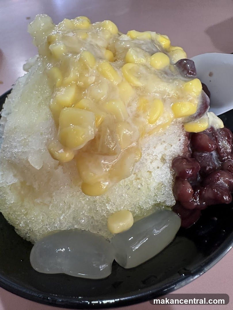 Shaved Ice Dessert with Corn and Red Beans