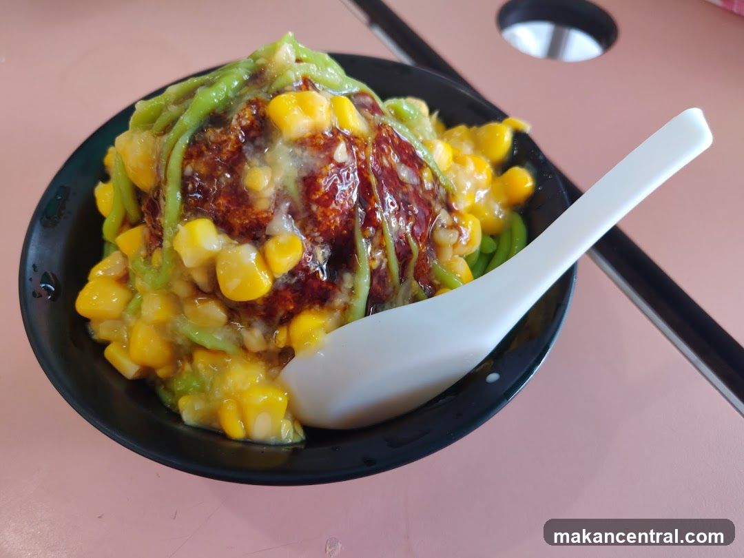 Dessert with Corn and Green Jelly