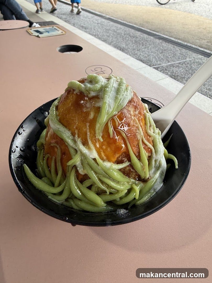 Dessert with Green Jelly and Syrup