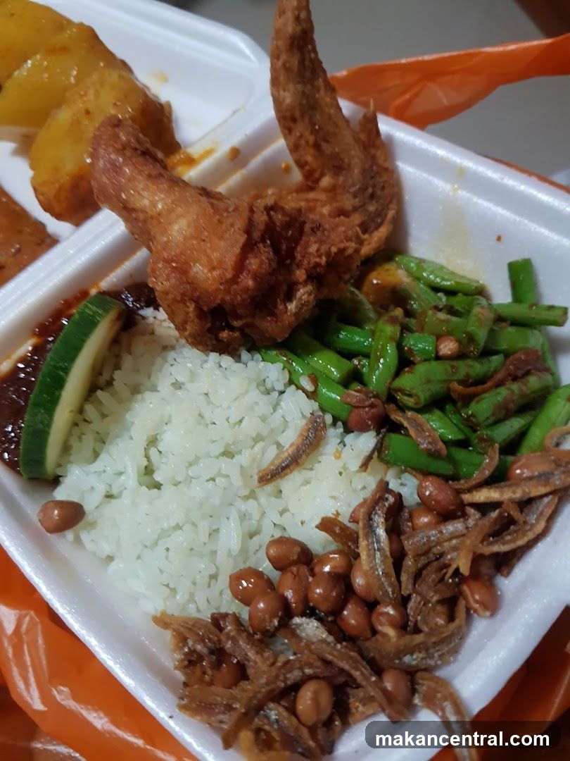 Nasi Lemak with Fried Chicken Wing