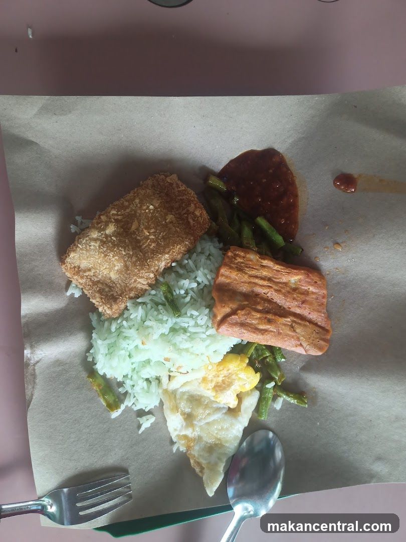 Nasi Lemak with Fried Fish and Egg