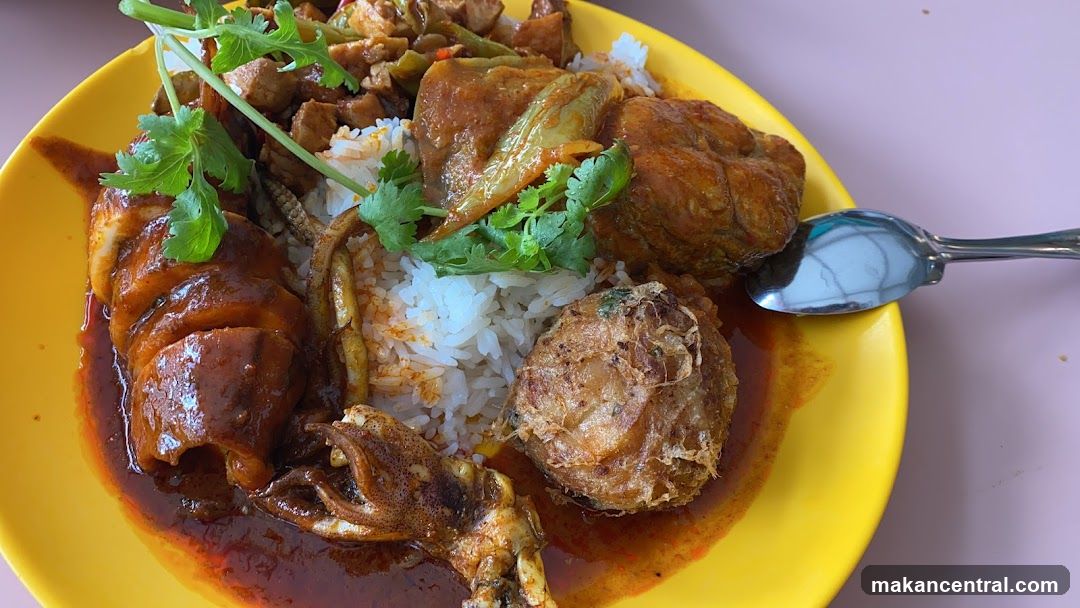 Plate of Rice with Various Toppings