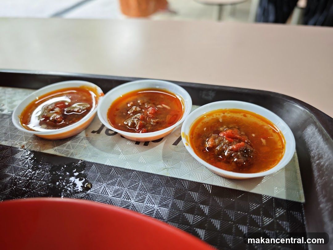Three bowls of chili sauce