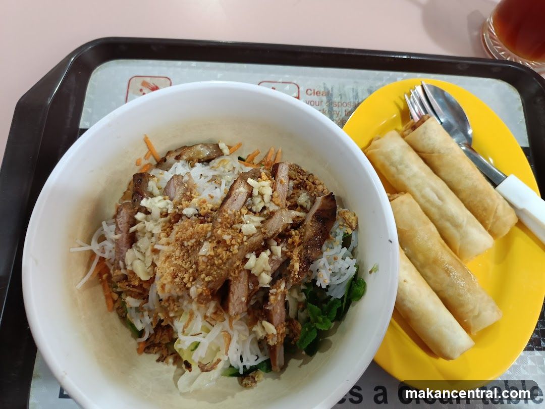 Vietnamese Noodle Bowl with Spring Rolls