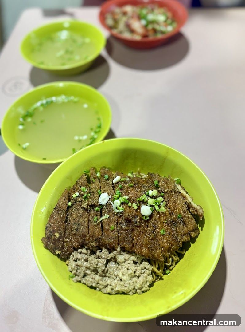 Noodles with Fried Cutlet and Minced Meat