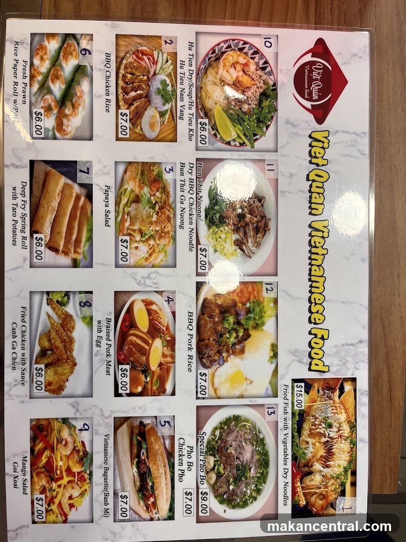 Viet Quan Vietnamese Food Menu