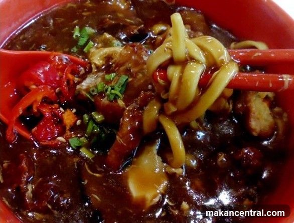 Noodles with Dark Sauce and Chili