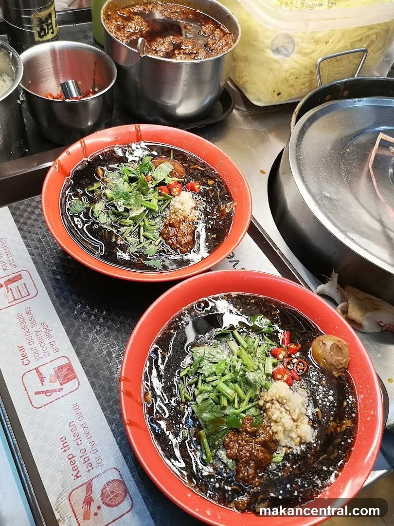 Two Bowls of Dark Noodle Soup
