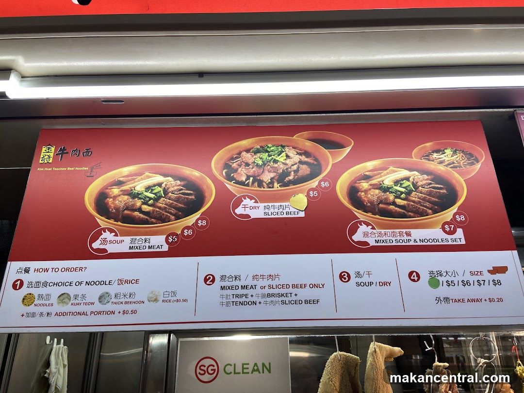 Kim Huat Teochew Beef Noodles Menu
