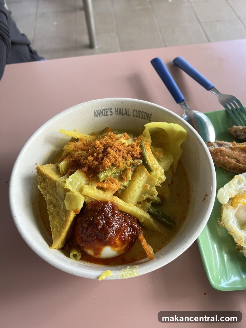 Lontong with Egg and Fried Chicken