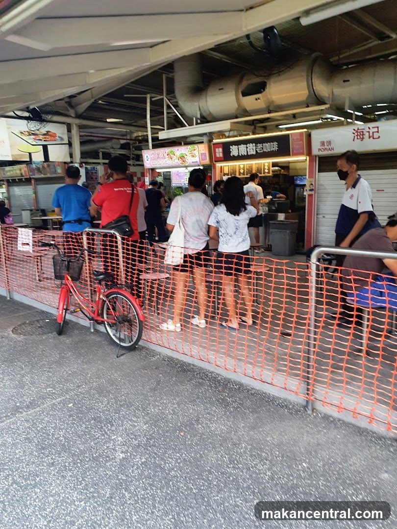 Food stalls with customers queuing