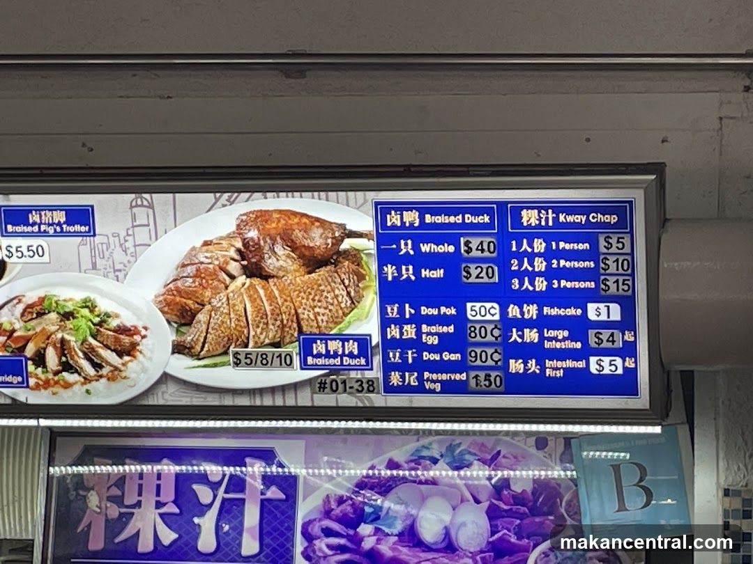 Braised Duck and Kway Chap Menu