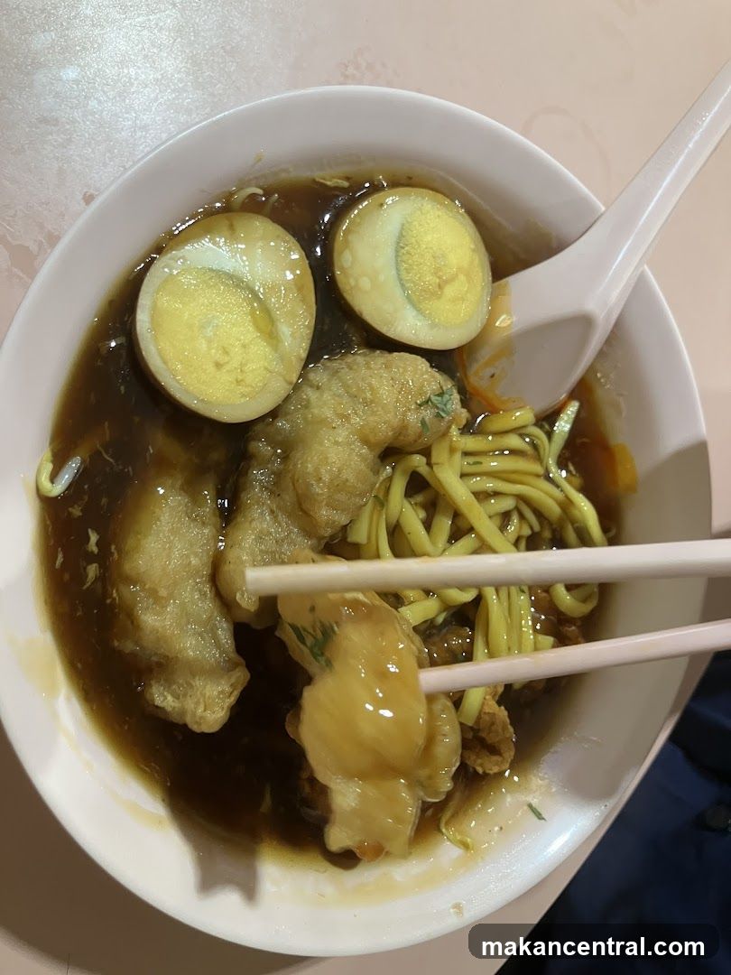 Noodles with Eggs and Fried Fish
