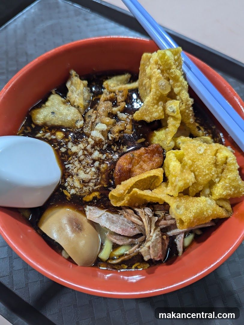 Noodle Dish with Duck and Crispy Wontons
