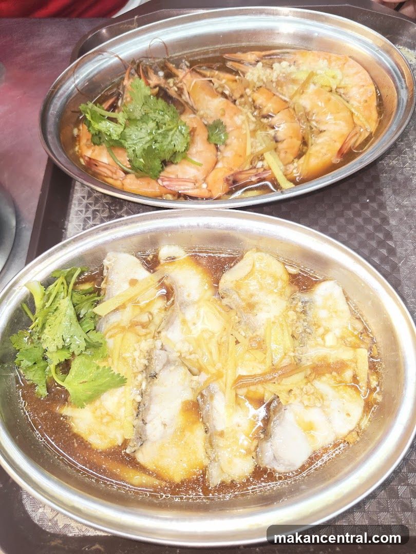 Steamed Fish and Prawns