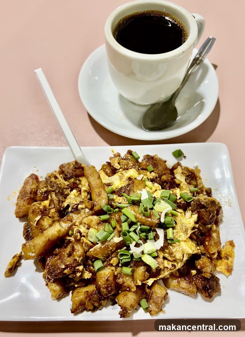 Fried Carrot Cake with Coffee