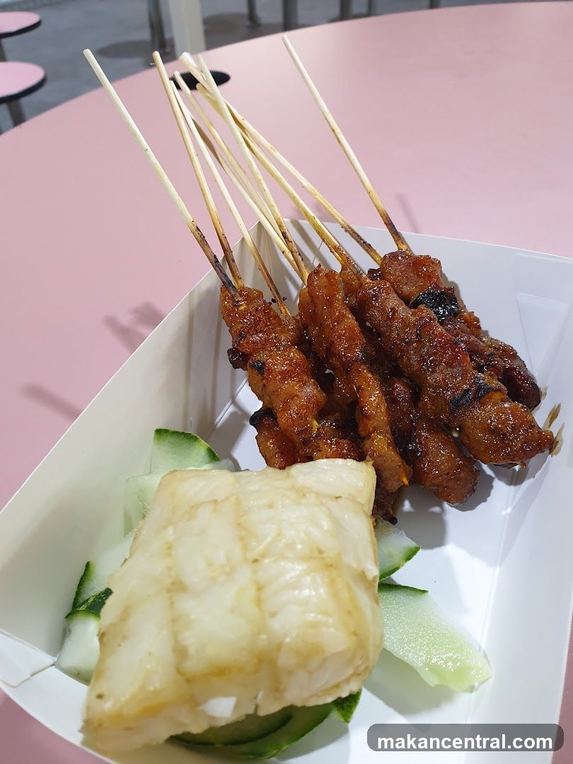 Satay Skewers with Cucumber and Rice Cake