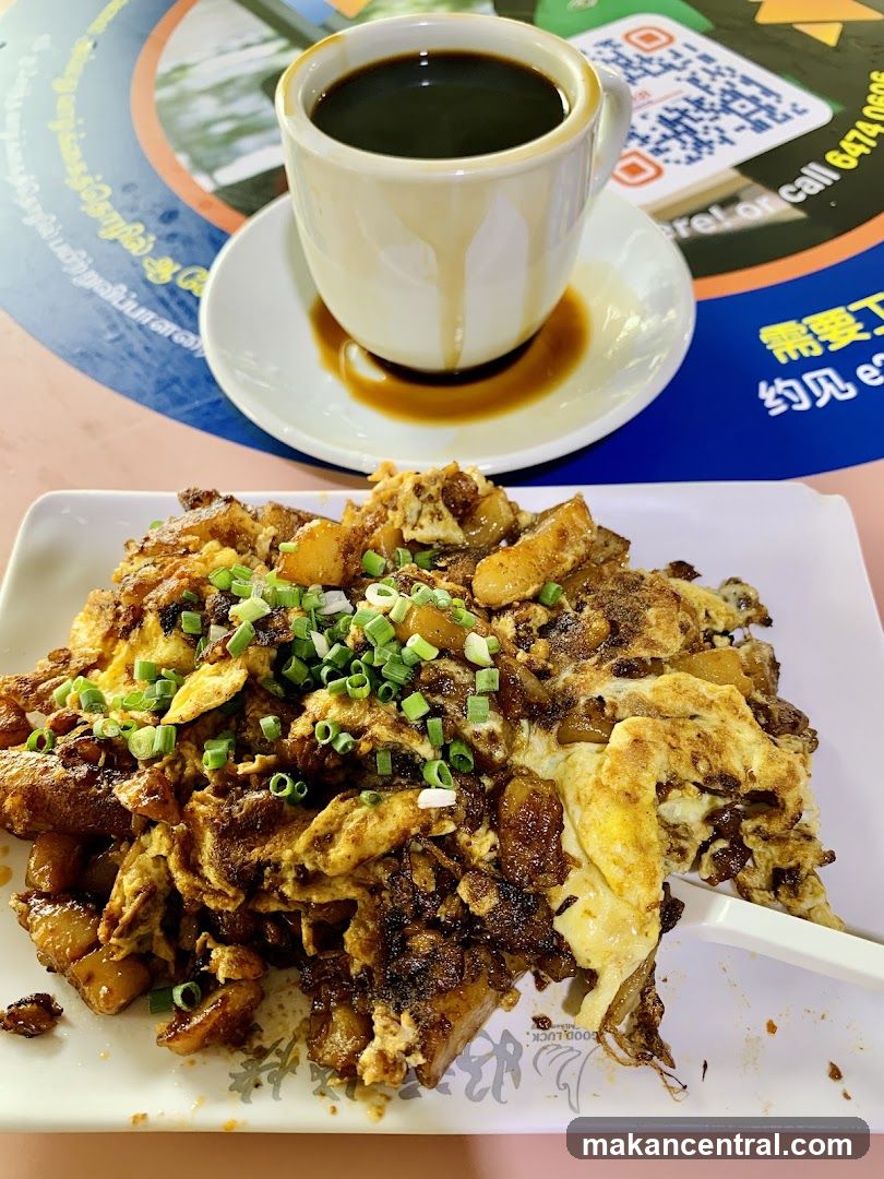 Fried Carrot Cake with Coffee