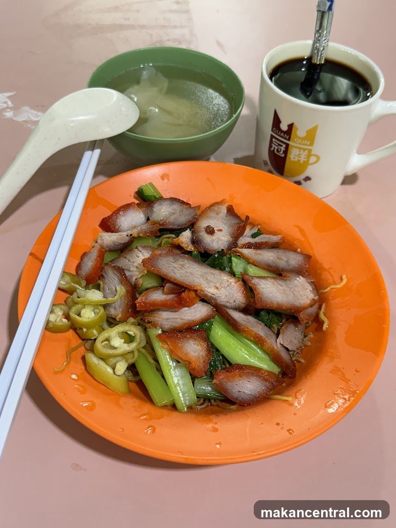 Char Siew Noodles with Soup and Coffee
